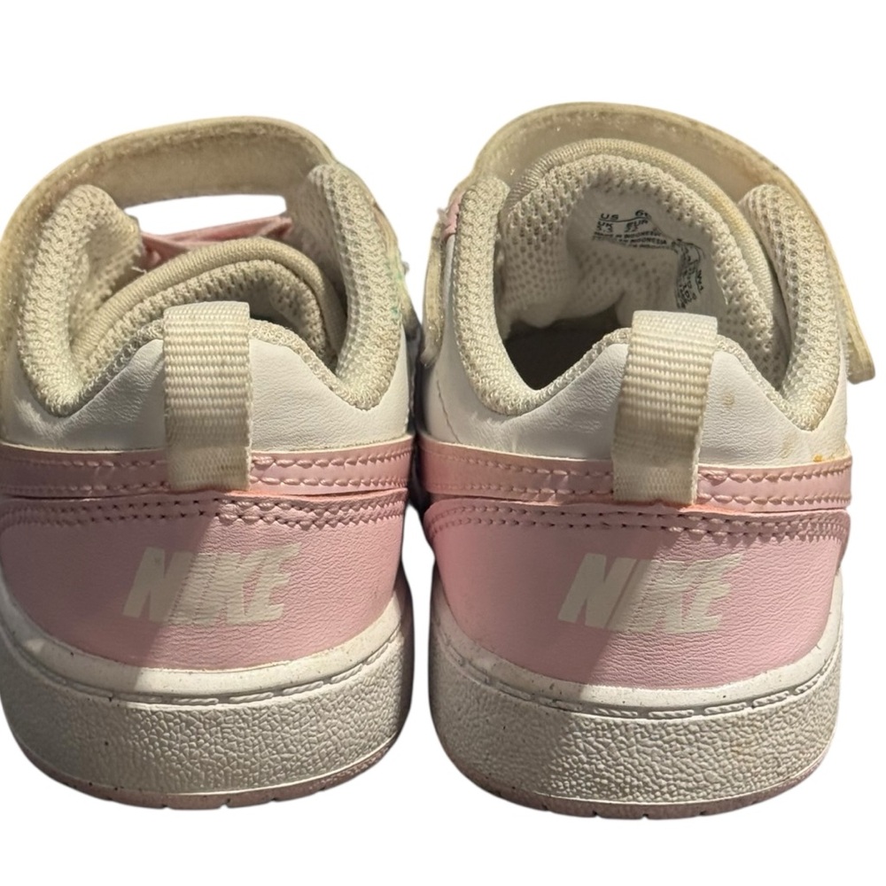 Nike Baby Girl Court Borough Low Baby Velcro Sneakers Shoes White Pink. 6. - Picture 5 of 8